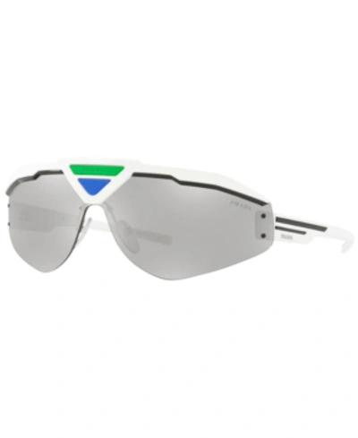Shop Prada Sunglasses, Pr 69vs 42 In White/light Grey Mirror Silver