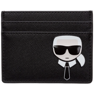 Shop Karl Lagerfeld K/ikonik Credit Card Holder In Black