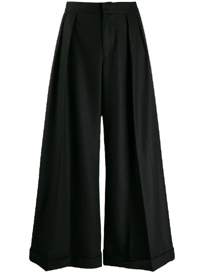 Shop Aganovich Flared Trousers In Black