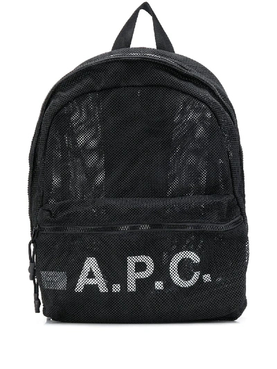 Shop Apc Logo Backpack In Black