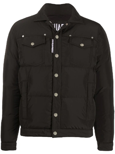 Shop Dsquared2 Padded Button-front Jacket In Black