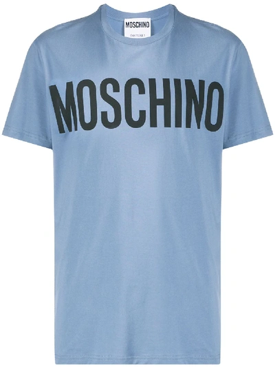 Shop Moschino Logo Crew Neck T-shirt In Blue