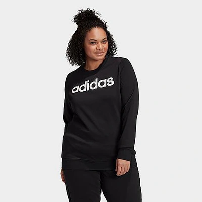 Shop Adidas Originals Adidas Women's Essentials Crewneck Sweatshirt (plus Size) In White/black