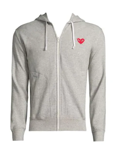 Shop Comme Des Garçons Play Play Zip Hooded Sweater In Grey