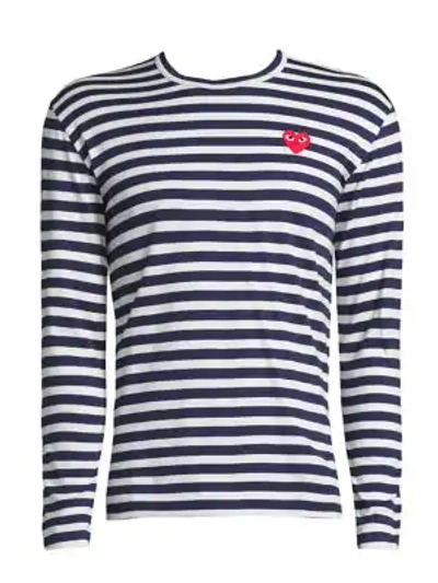 Shop Comme Des Garçons Play Long-sleeve Striped T-shirt In Navy White