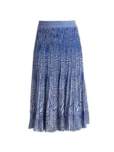 Shop Baum Und Pferdgarten Cyrilla Blue Tiger Stripe Pleated Skirt In Blue Tiger Shell