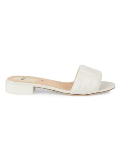Shop Fendi Women's Ff-embossed Leather Mules In White