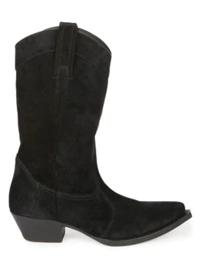 Shop Saint Laurent Women's Houston Suede Boots In Nero