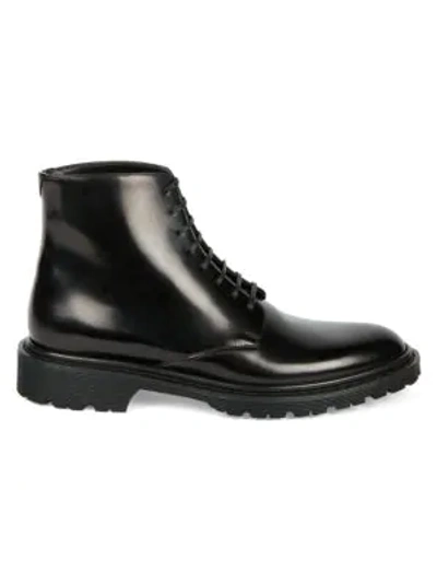 Shop Saint Laurent Cesna Leather Combat Boots In Nero