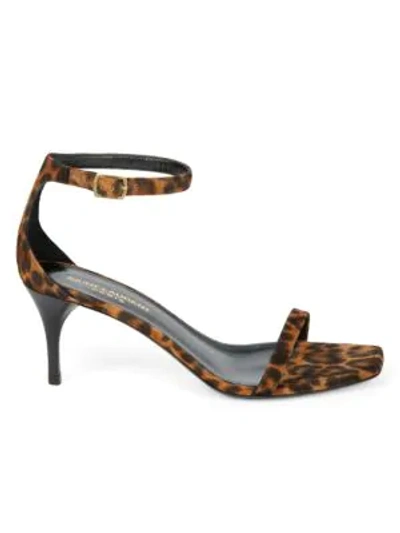 Shop Saint Laurent Lexi Ankle-strap Leopard-print Suede Sandals In Manto Naturale Caffe