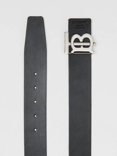 Shop Burberry Reversible Monogram Motif Leather Belt In Navy/black