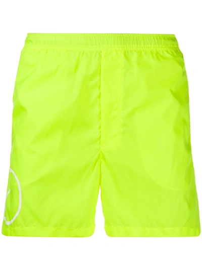 Shop Valentino Vlogo Print Swim Shorts In Yellow