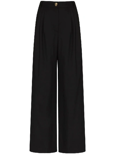 Shop Rejina Pyo Ingrid High-waisted Wide-leg Trousers In Black