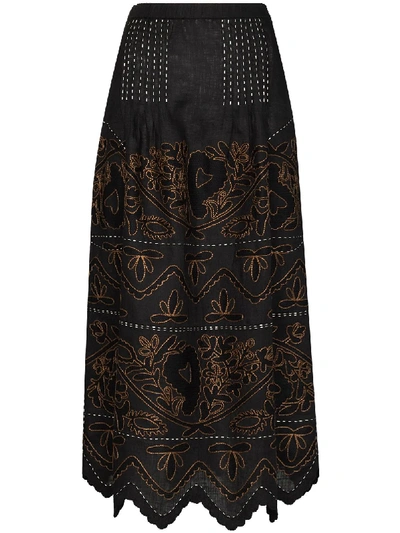 MIRELLA EMBROIDERED LINEN SKIRT