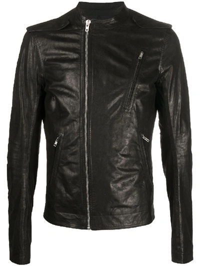 Shop Rick Owens Zipped Biker Jacket In Black