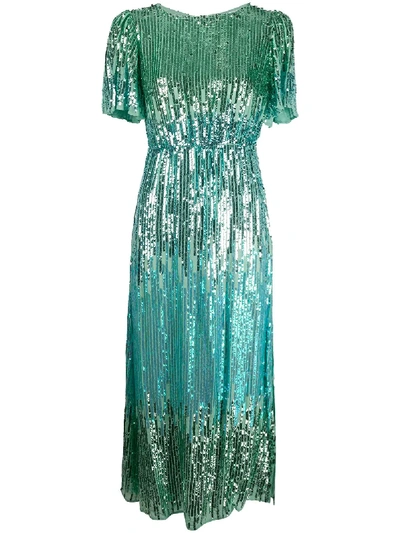 Shop Rixo London Venus Sequin Cocktail Dress In Green