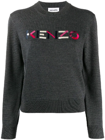 Shop Kenzo Embroidered Logo Jumper In Grey
