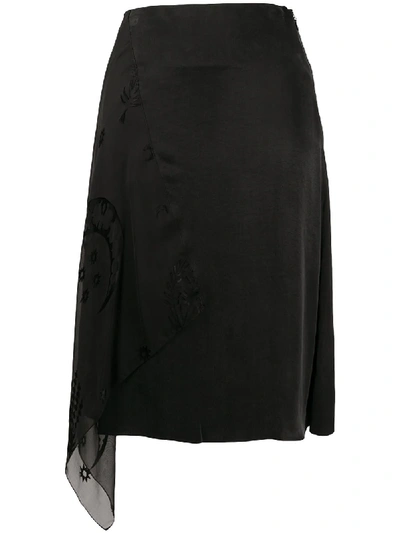 Shop Marine Serre Asymmetric Layered Skirt In Black