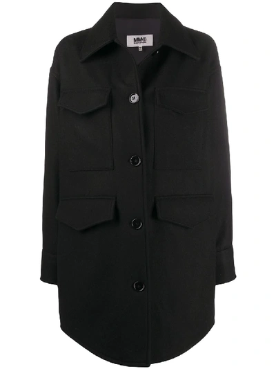 Shop Mm6 Maison Margiela Oversized Shirt Coat In Black