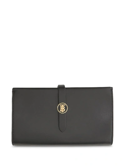 Shop Burberry Logo Plaque Folding Wallet In Black