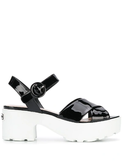 MIU MIU TWO-TONE PLATFORM SANDALS 