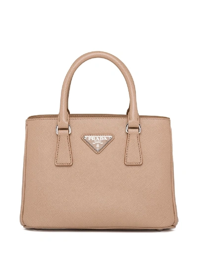 Shop Prada Micro  Galleria Tote Bag In Neutrals