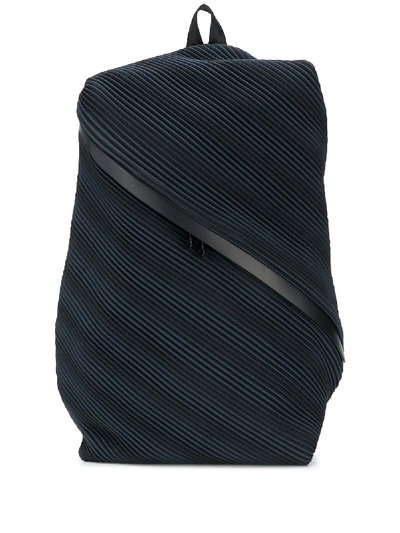 Shop Issey Miyake Pleated Diagonal Zip Backpack In Black