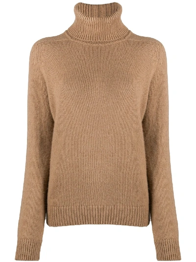 Shop Saint Laurent Turtleneck Jumper In Neutrals