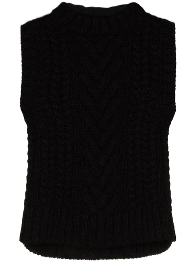 Shop Cecilie Bahnsen Madelyn Knitted Wool Vest In Black