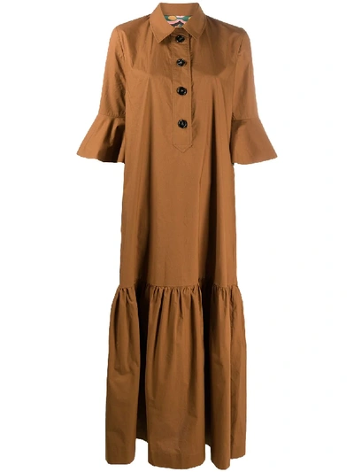 Shop La Doublej Artemis Long Shirt Dress In Brown