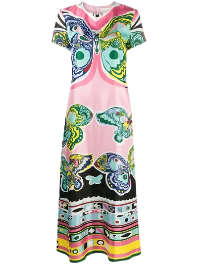 Shop La Doublej Butterfly-print Long Dress In Pink