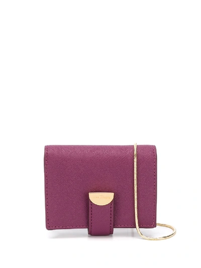 Shop Marc Jacobs The Half Moon Small Card Case With Chain In Purple