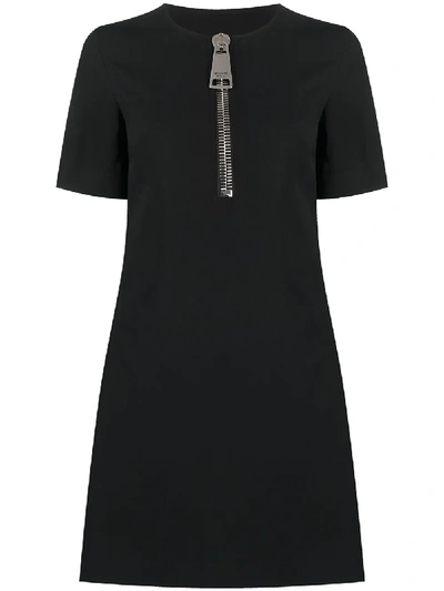 Shop Moschino Oversize Zip Mini Dress In Black