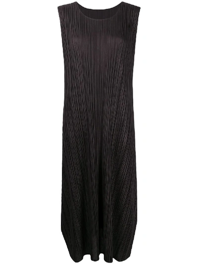 Shop Issey Miyake Mirco Pleat Midi Dress In Black