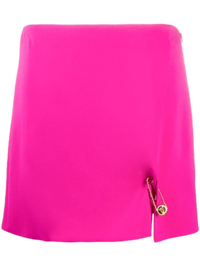 Shop Versace Safety Pin Detail A-line Skirt In Pink
