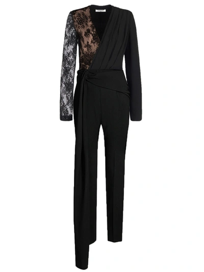 Shop Givenchy Lace Draped Detailed Jumpsuit Black
