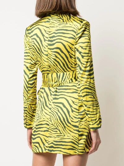 Shop Apparis Zebra Print Belted Dress In Yellow