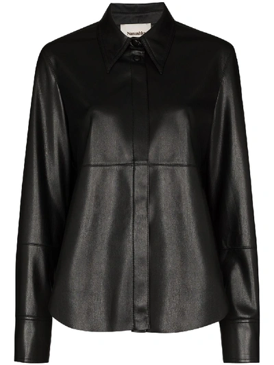 Shop Nanushka Button-up Long-sleeve Shirt In Black