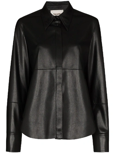 Nanushka Button-up Long-sleeve Shirt In Black