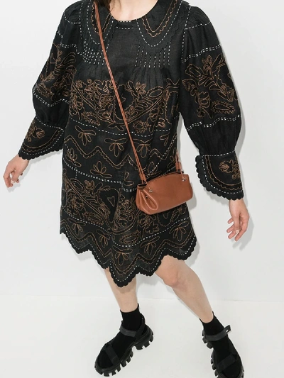 Shop Vita Kin Mirela Embroidered Linen Dress In Black
