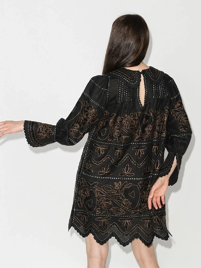 Shop Vita Kin Mirela Embroidered Linen Dress In Black
