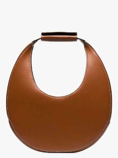 Shop Staud Brown Moon Leather Shoulder Bag