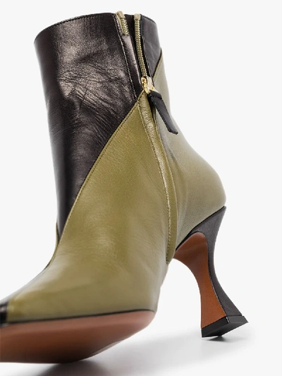 Shop Manu Atelier And Khaki Duck 80 Leather Ankle Boots In Black