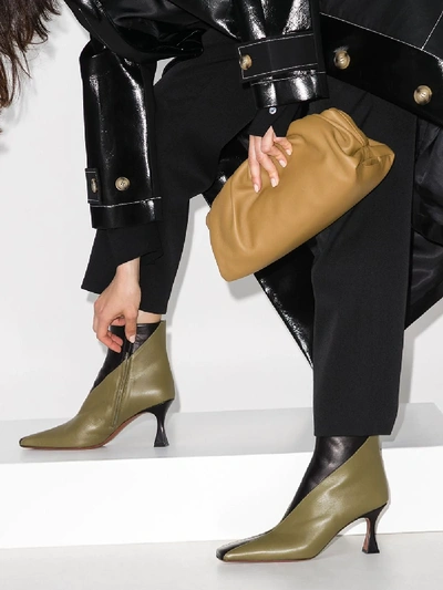 Shop Manu Atelier And Khaki Duck 80 Leather Ankle Boots In Black