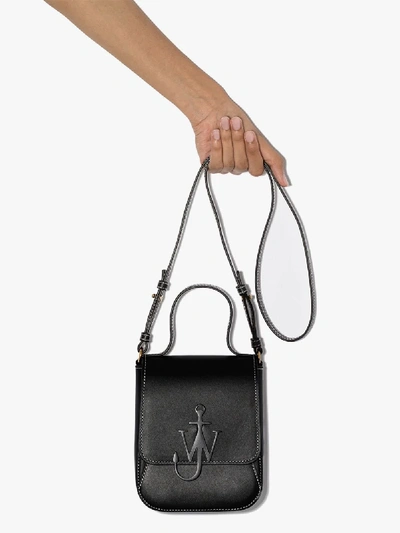 Shop Jw Anderson Black Anchor Logo Leather Shoulder Bag