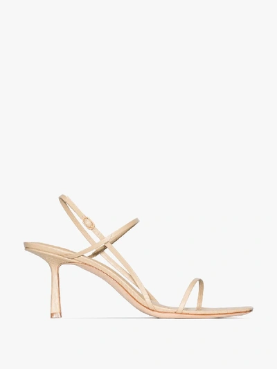 Shop Studio Amelia Neutrals Neutral 3.71 75 Embossed Leather Sandals