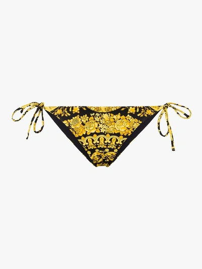 Versace Acanthus-print Low-rise Bikini Briefs In Black