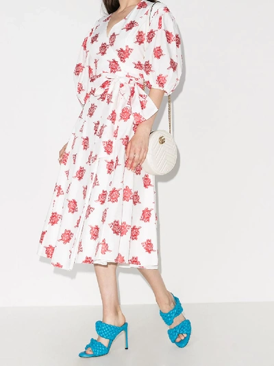 Shop Erdem Marguerite Floral Cotton Midi Dress In White