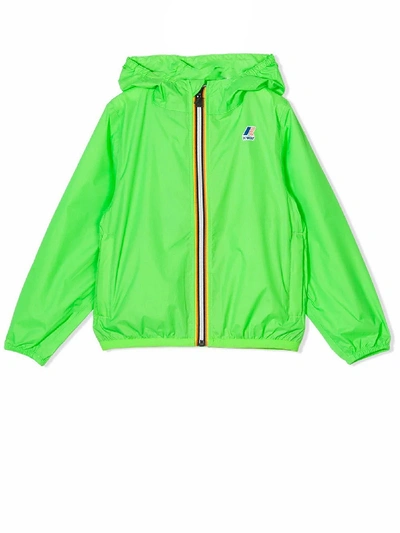 Shop K-way Green Contrast Zip Up Jacket In Verde
