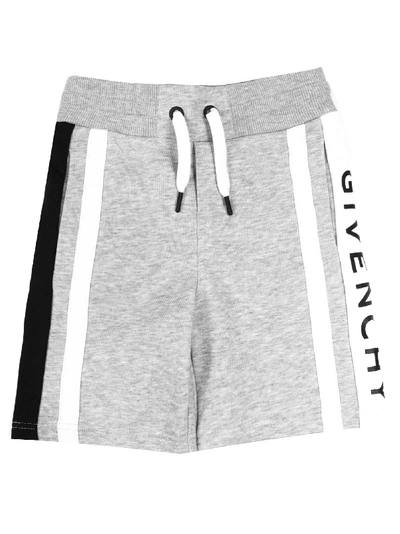 Shop Givenchy Grey Cotton Logo Jersey Shorts In Grigio